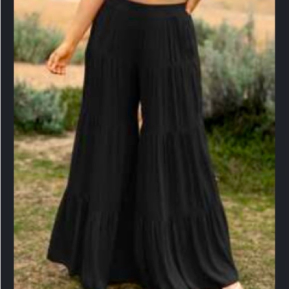 SHEIN Black Wide Leg Pants - Plus Size- High Waist
